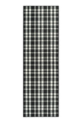 Houston Plaid Black Machine Washable Rug