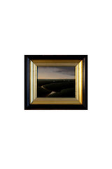 Framed artwork with a black and gold border on a white background