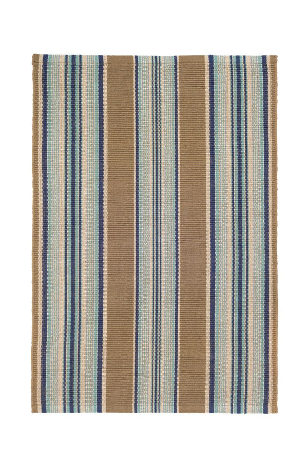 Blue Heron Stripe Handwoven Cotton Rug