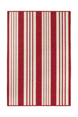 Abby Ticking Red Machine Washable Rug