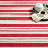 Abby Ticking Red Machine Washable Rug