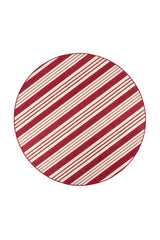 Abby Ticking Red Machine Washable Rug