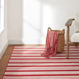 Abby Ticking Red Machine Washable Rug