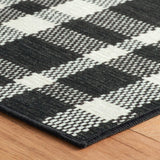 Houston Plaid Black Machine Washable Rug