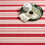 Abby Ticking Red Machine Washable Rug