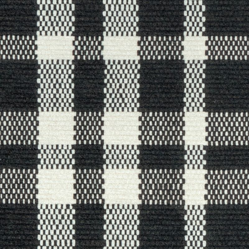 Houston Plaid Black Machine Washable Rug