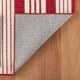 Abby Ticking Red Machine Washable Rug