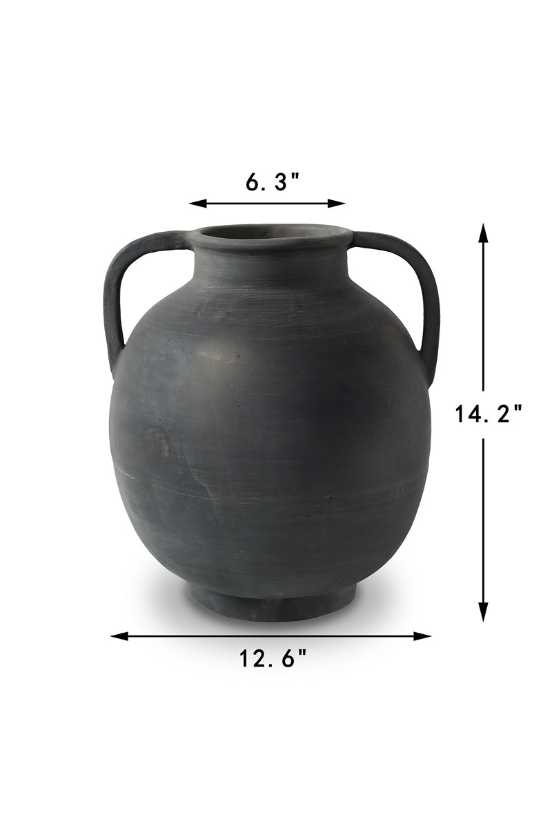 Pottery Vase with Two Decorative Handles