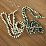 Long Natural Jade Bead Neutral Green