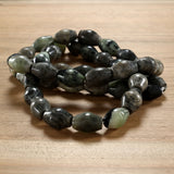 Long Green-Grey Jade Bead Cone Shaped