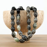 Long Green-Grey Jade Bead Cone Shaped