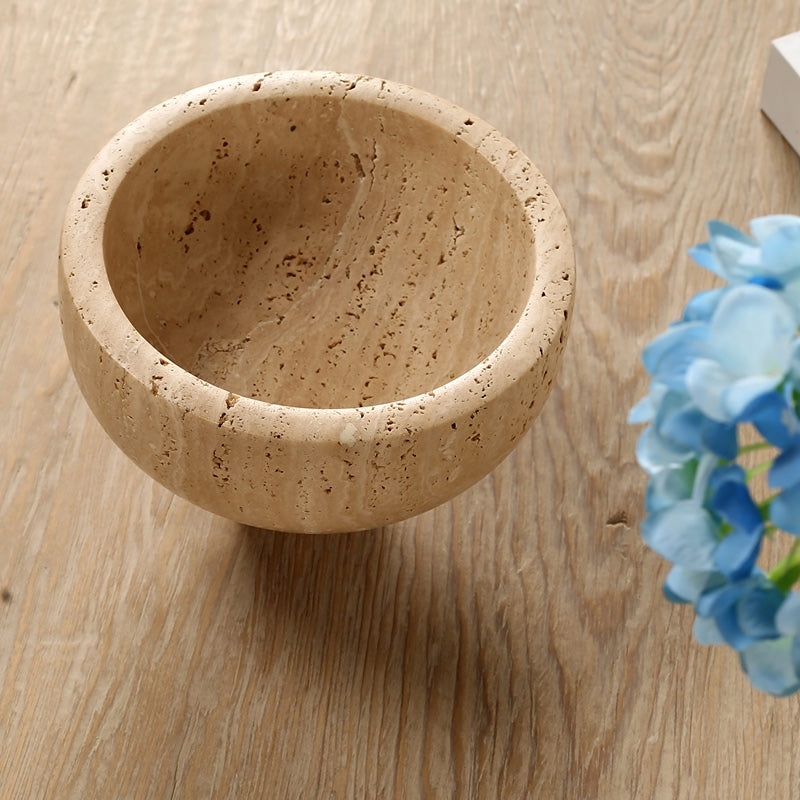 Hand Carved Travertine Marble Bowl