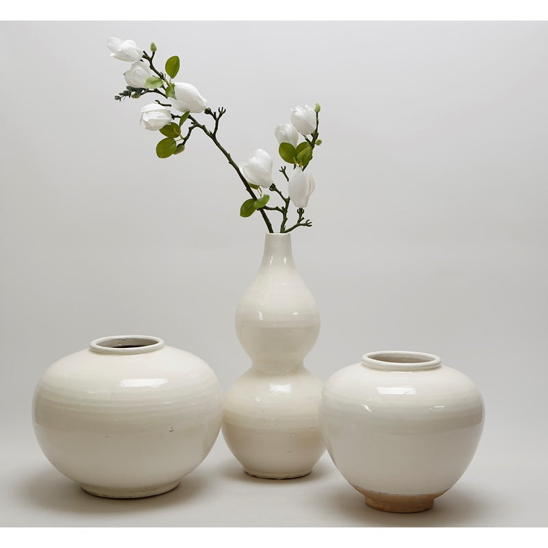 Ceramic Vase Round with Unglazed Base