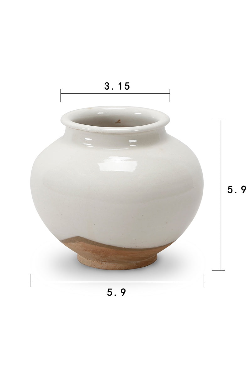 Ceramic Pot with Unglazed Base