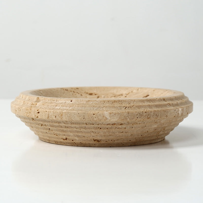 Travertine Bowl with Spiral Design