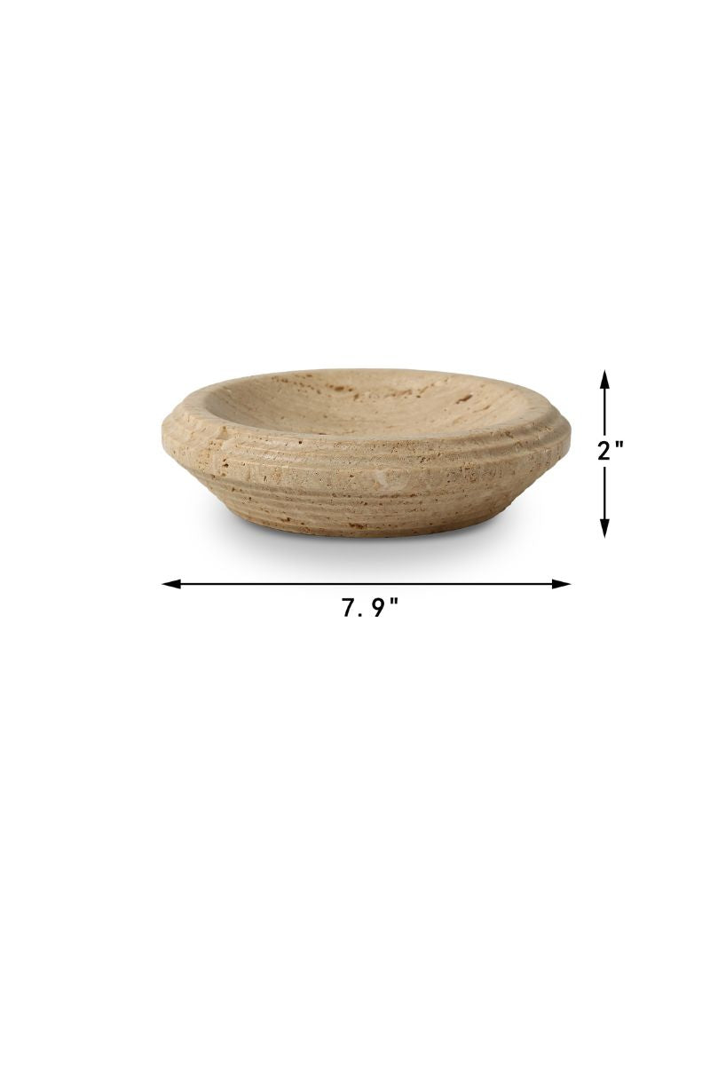 Travertine Bowl with Spiral Design