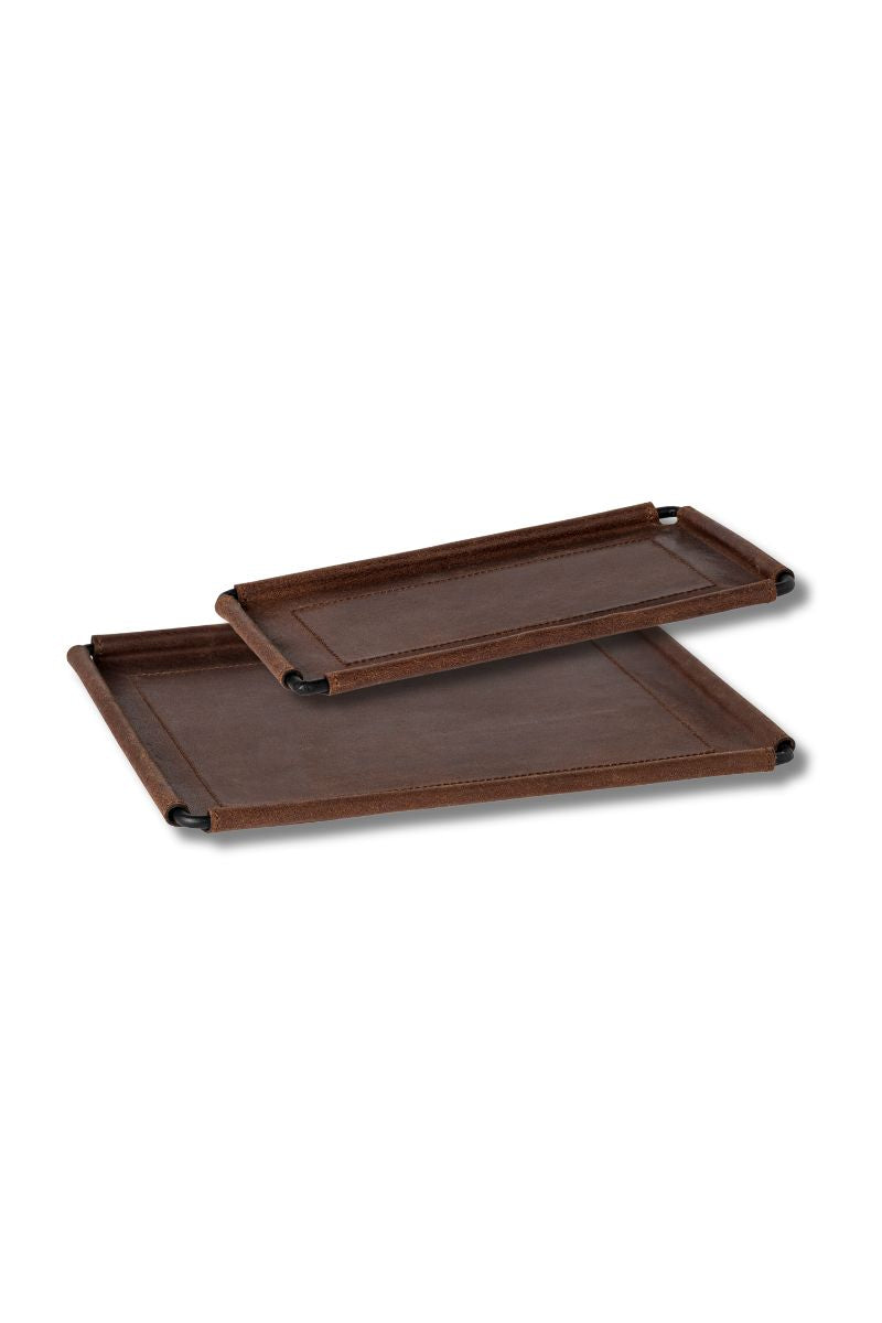 Leather Rectangular Tray  - Set of 2 by Casafina